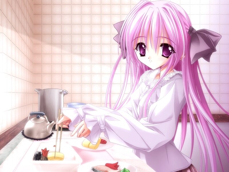 Pink-haired Girl Cooking — Pink