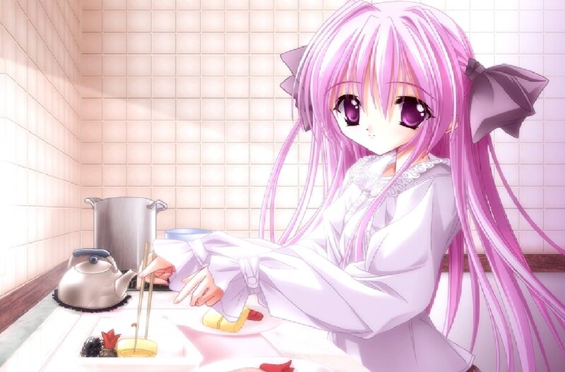 Pink-haired Girl Cooking