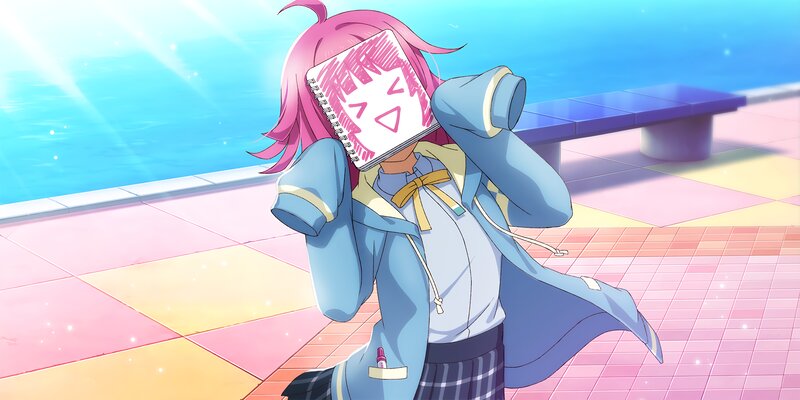 Pink-haired Girl Covering Face