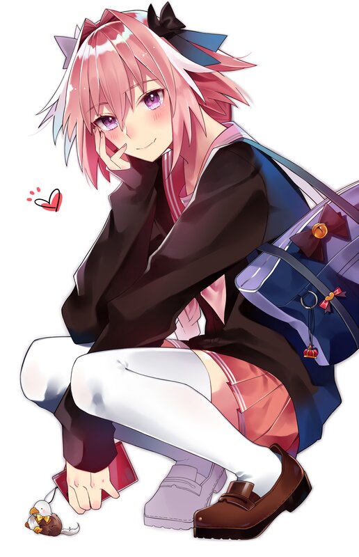 Pink-haired Girl Crouching — Pink