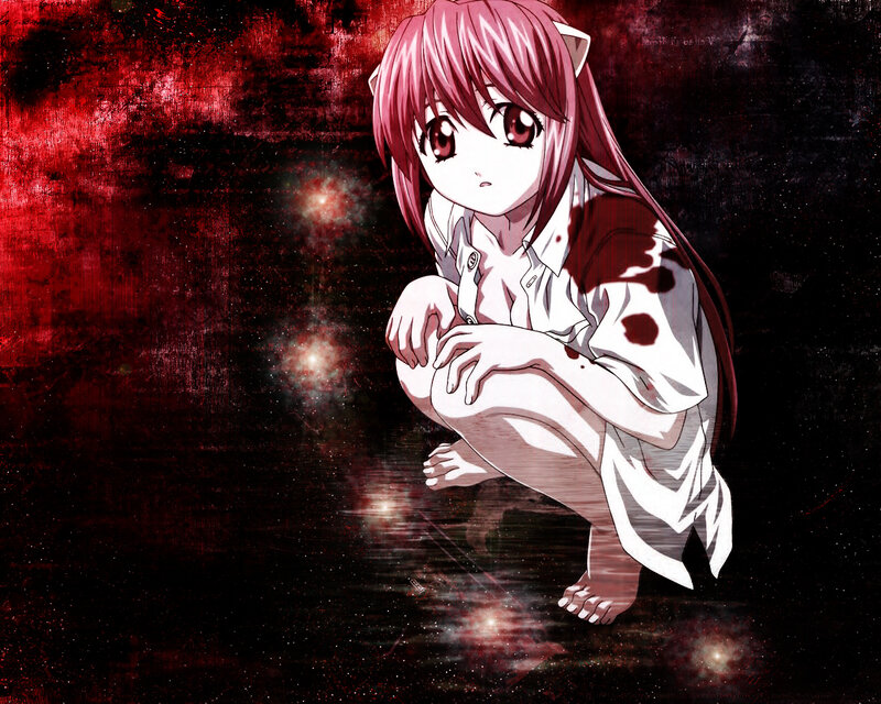 Pink-haired Girl Crouching
