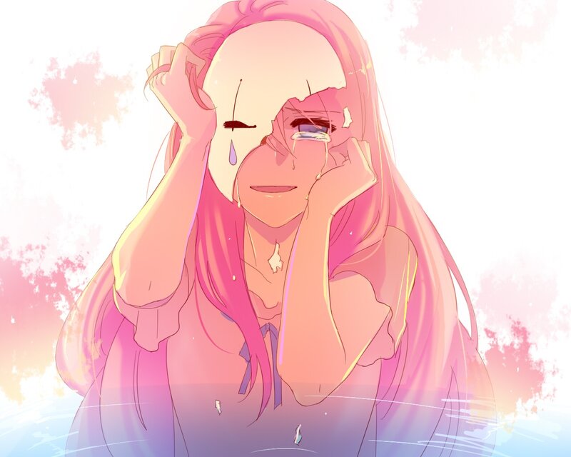 Pink-haired Girl Crying — Pink, Dramatic, Sunset