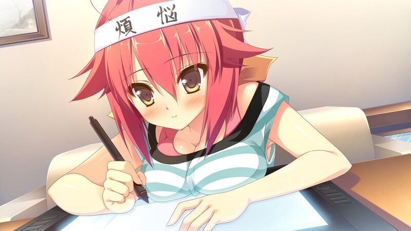Pink-haired Girl Drawing — Pink, Focused, Anime