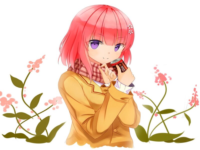 Pink-haired Girl Drinking