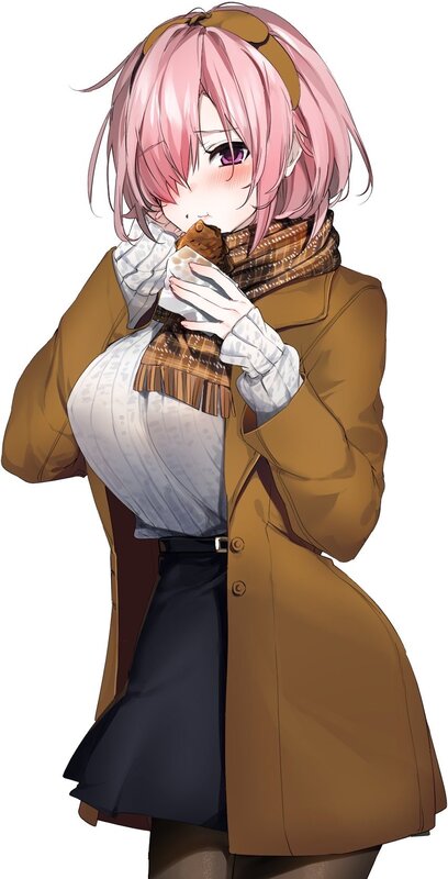 Pink-haired Girl Eating — Brown