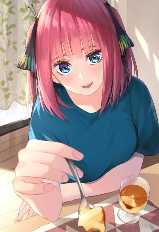 Pink-haired Girl Eating Dessert — Pink, Calm, Morning