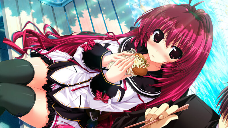 Pink-haired Girl Eating — Pink, Calm