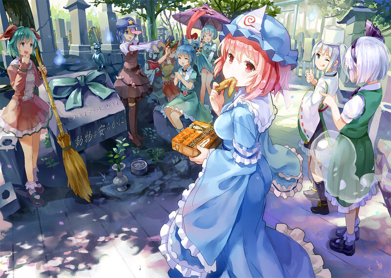 Pink-haired Girl Eating Snack — Blue