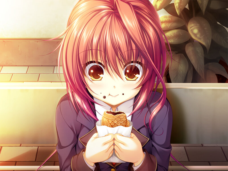 Pink-haired Girl Eating Snack — Pink, Calm
