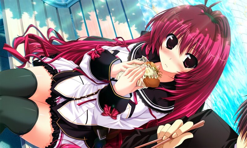 Pink-haired Girl Eating Snack — Pink
