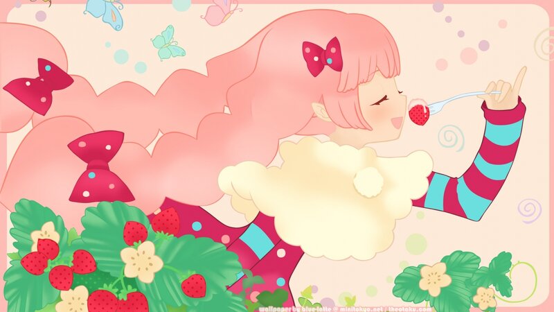 Pink-haired Girl Eating Strawberry — Pink