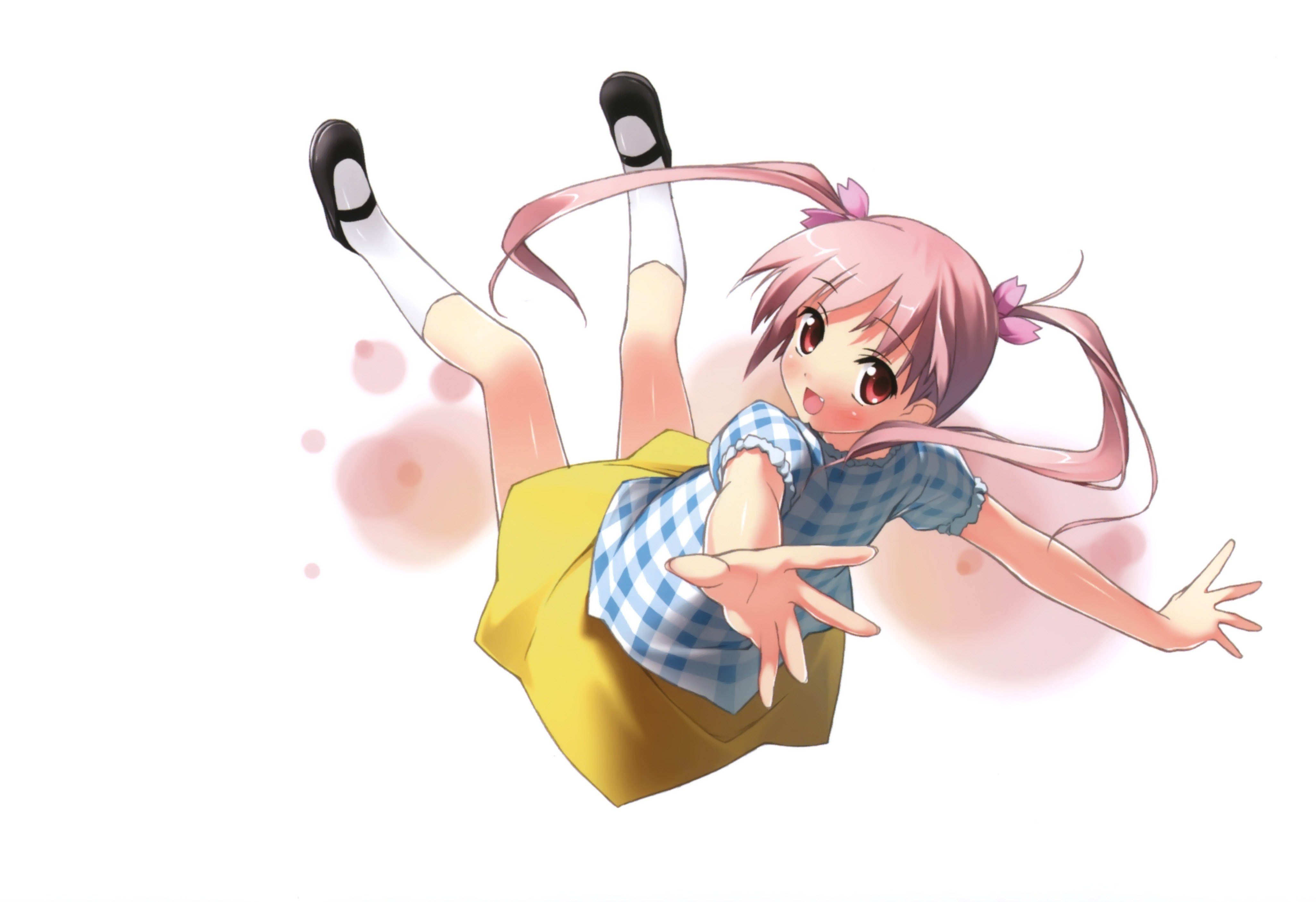 pink-haired girl falling