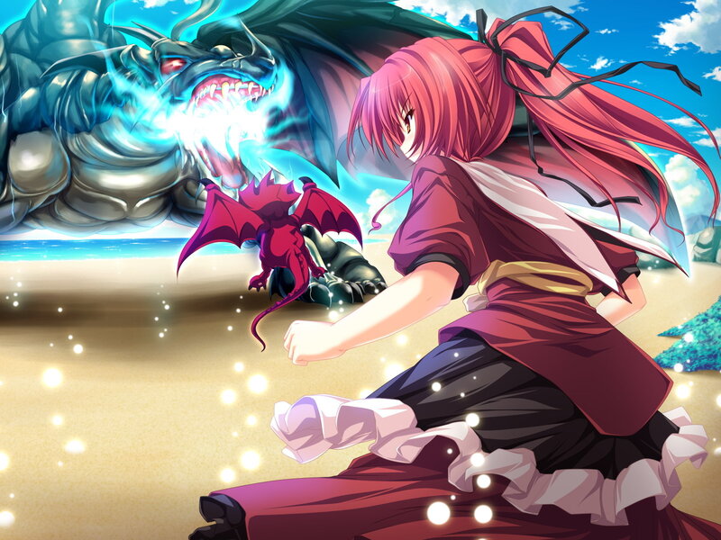 Pink-haired Girl Fighting Dragons