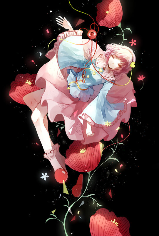 Pink-haired Girl Floating — Black
