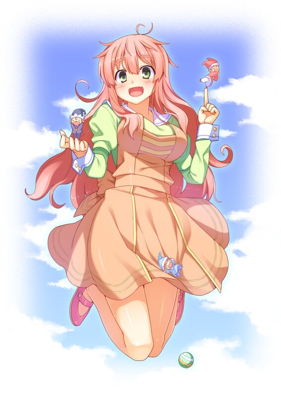 Pink-haired Girl Floating — Blue