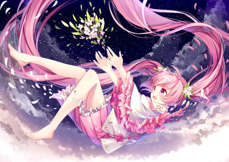 Pink-haired Girl Floating — Pink, Serene