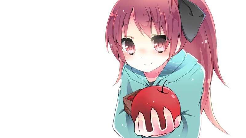 Pink-haired Girl Holding Apple — Pink