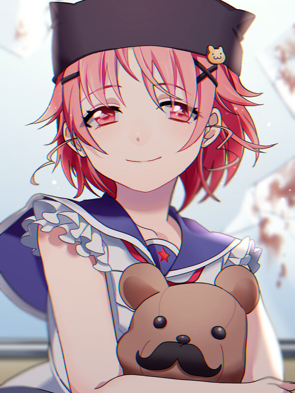 Pink-haired Girl Holding Bear