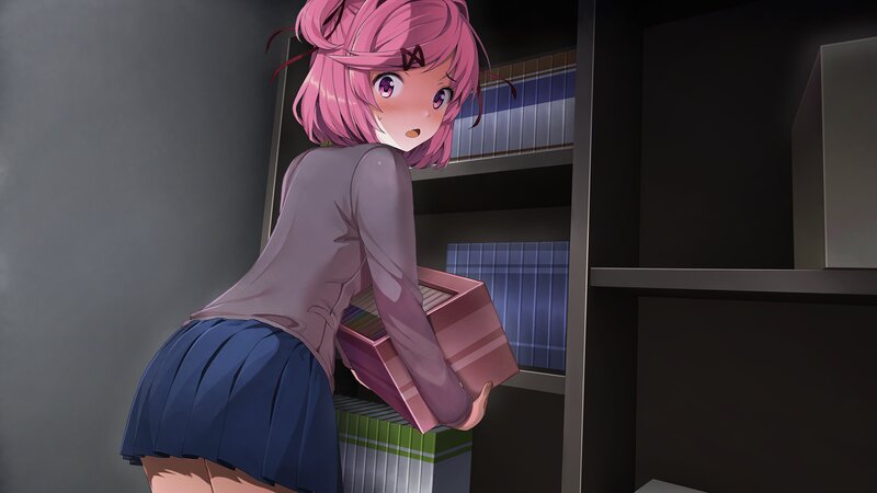 Pink-haired Girl Holding Box