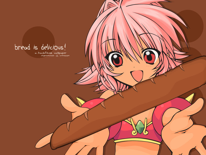 Pink-haired Girl Holding Bread