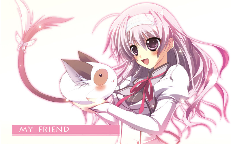 Pink-haired Girl Holding Cat — Pink, Sweet