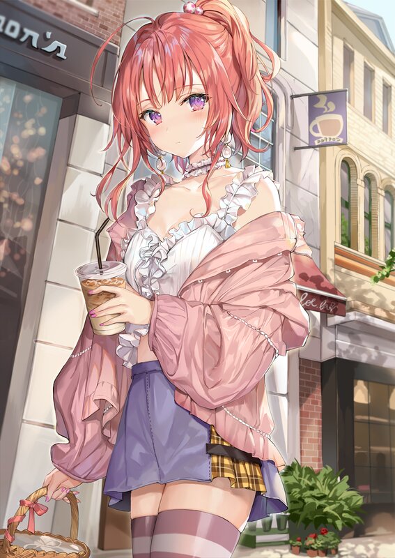 Pink-haired Girl Holding Coffee — Pink, Calm