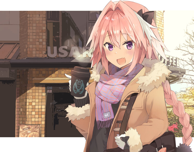 Pink-haired Girl Holding Coffee