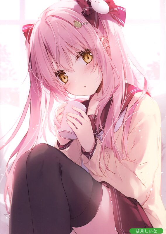 Pink-haired Girl Holding Cup — Pink, Calm, Morning