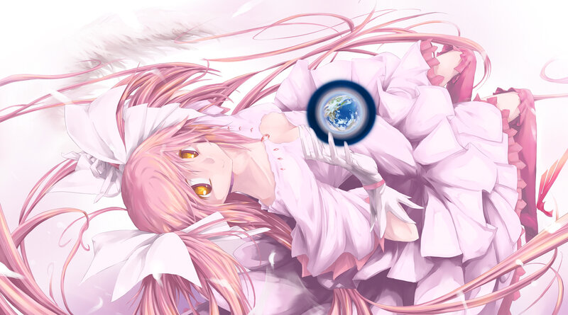 Pink-haired Girl Holding Earth