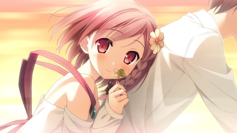 Pink-haired Girl Holding Flower — Pink