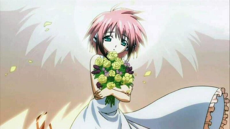 Pink-haired Girl Holding Flowers — Pink