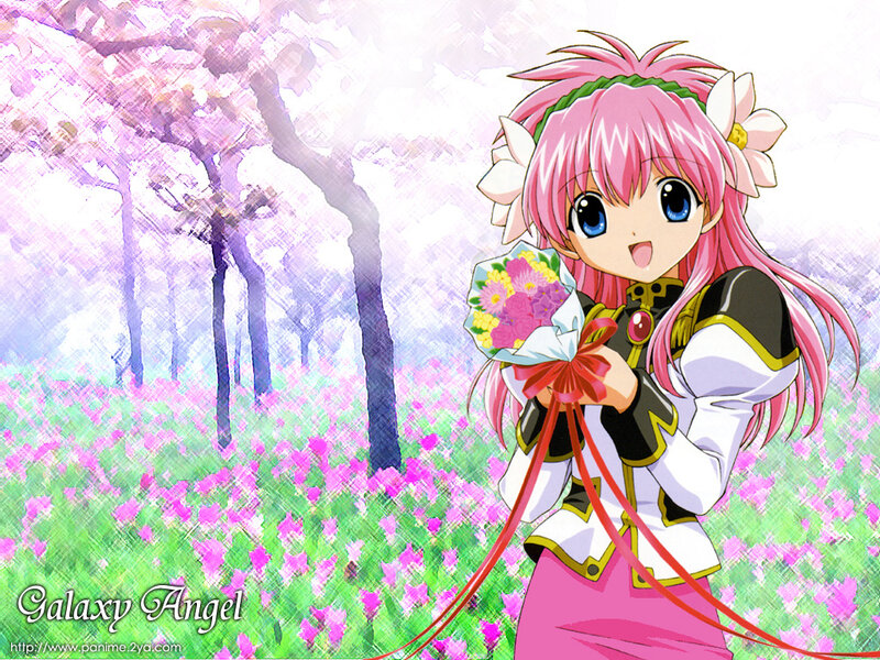Pink-haired Girl Holding Flowers
