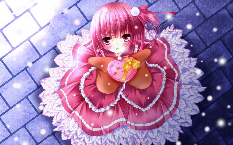 Pink-haired Girl Holding Gift — Pink, Festive
