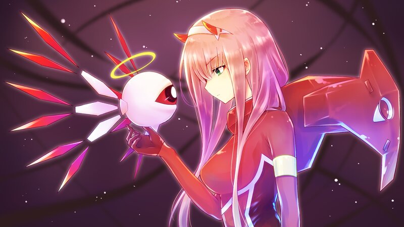 Pink-haired Girl Holding Orb — Purple