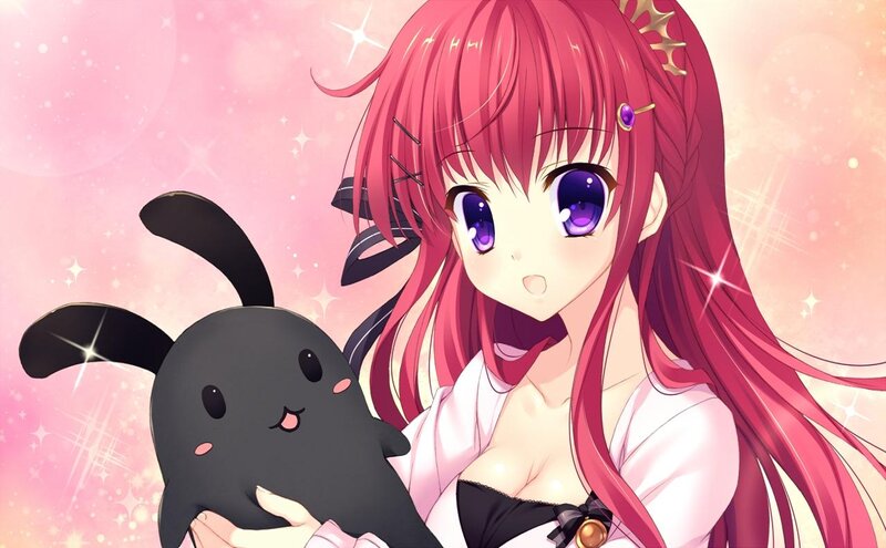 Pink-haired Girl Holding Plush