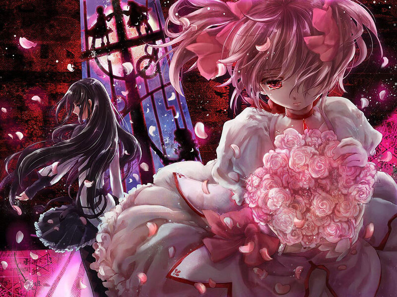 Pink-haired Girl Holding Roses — Pink