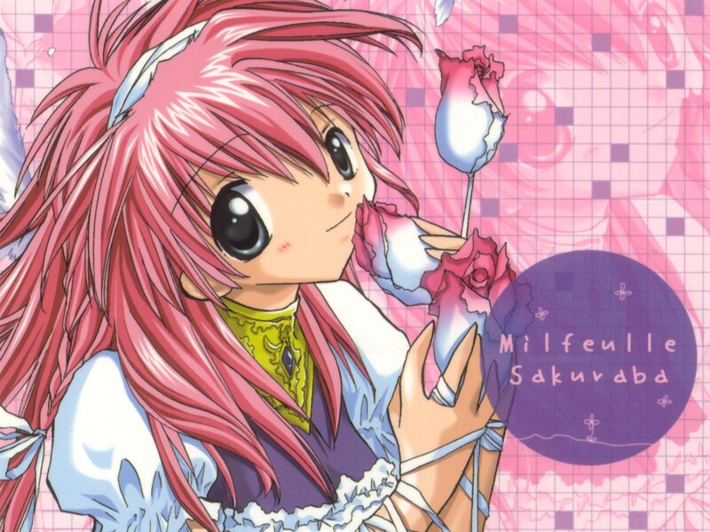 Pink-haired Girl Holding Roses