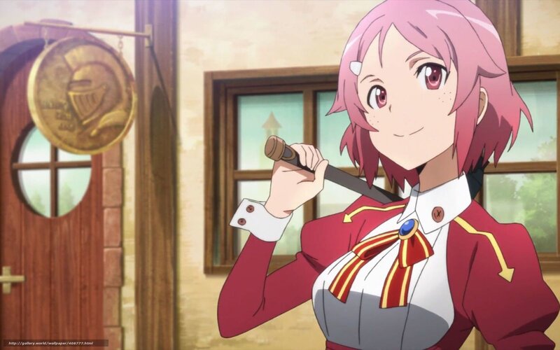 Pink-haired Girl Holding Sword — Red