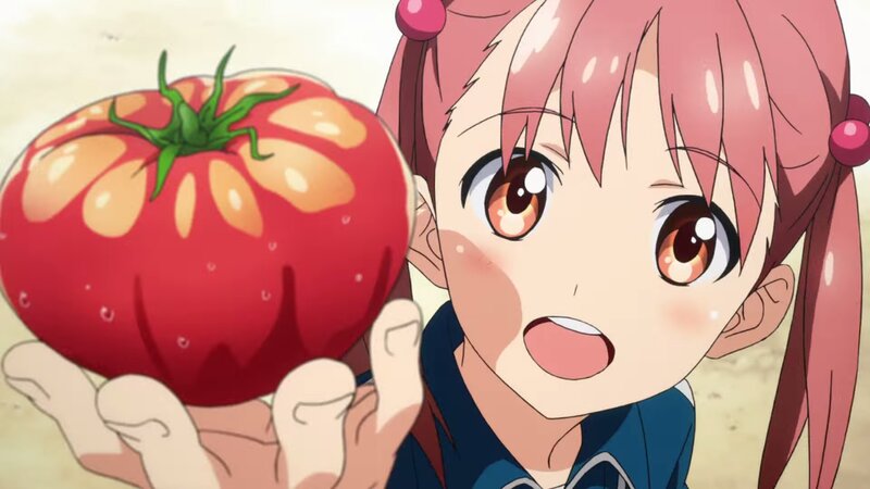 Pink-haired Girl Holding Tomato