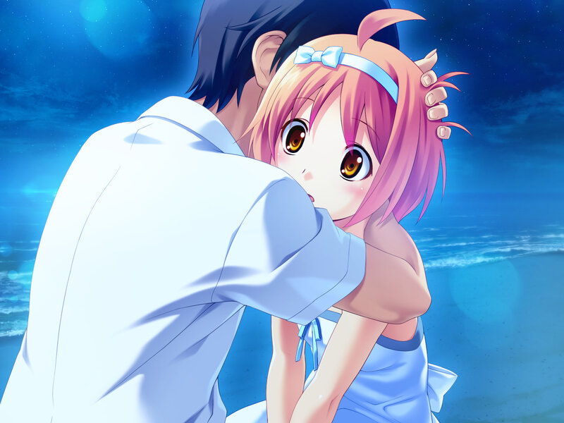 Pink-haired Girl Hugging Boy — Blue, Romantic