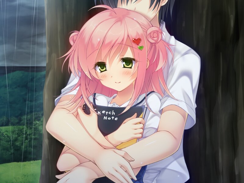 Pink-haired Girl Hugging Boy — Pink, Intimate, Night