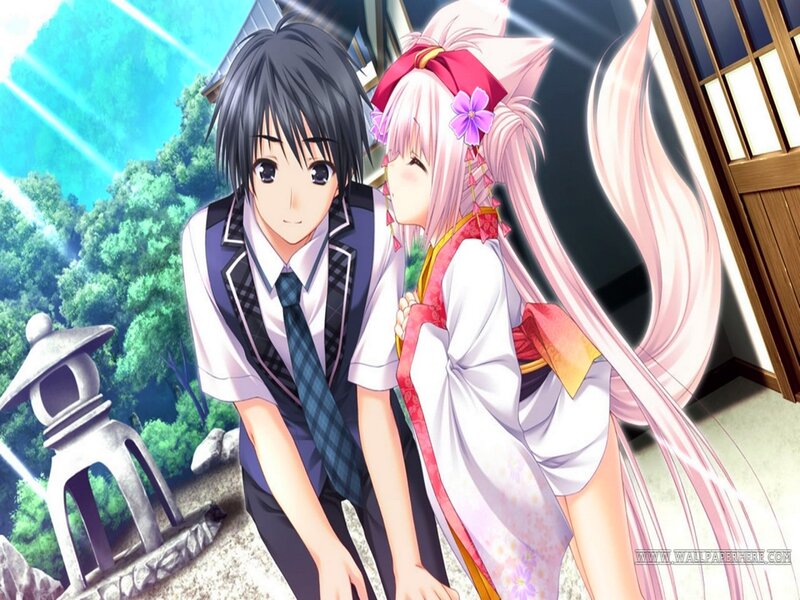 Pink-haired Girl Hugging Boy — Pink, Serene
