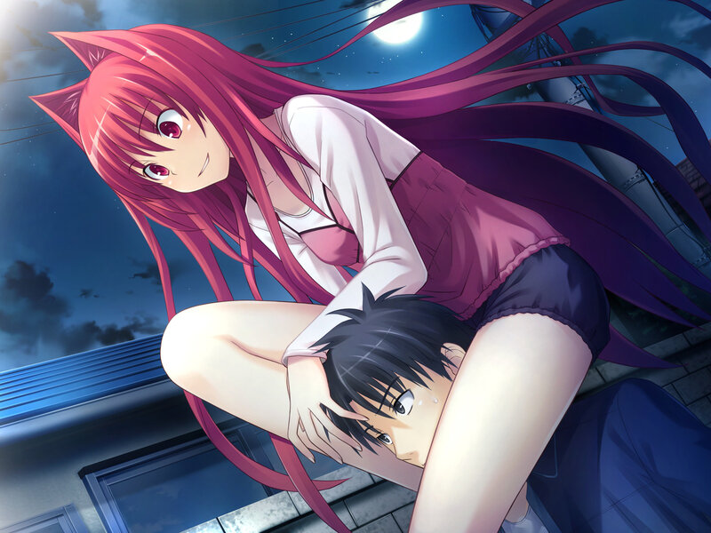 Pink-haired Girl Hugging Boy — Purple