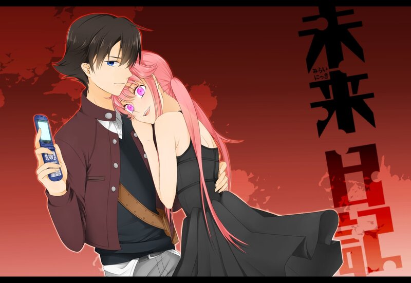 Pink-haired Girl Hugging Boy — Red, Dramatic