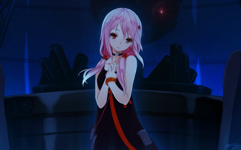 pink-haired girl in a cockpit