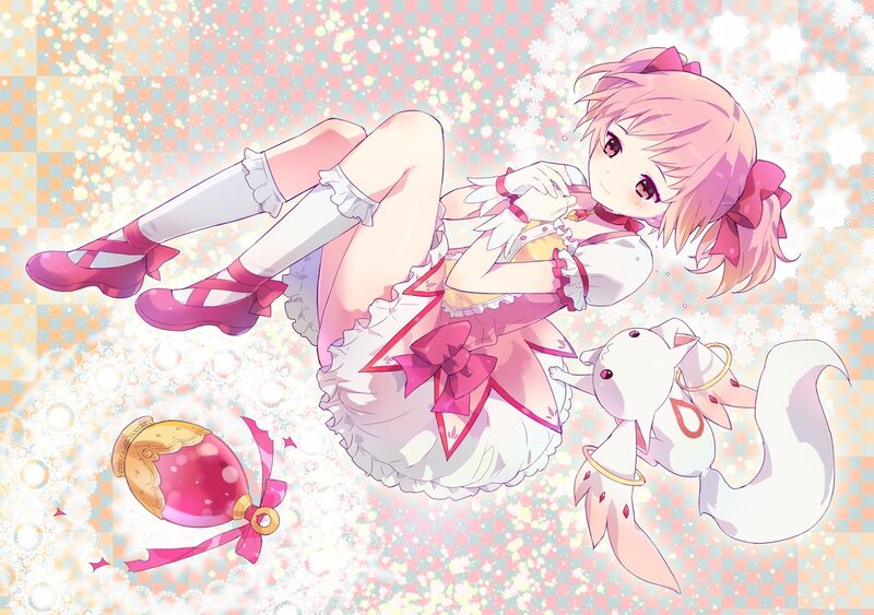 pink-haired girl in a dress