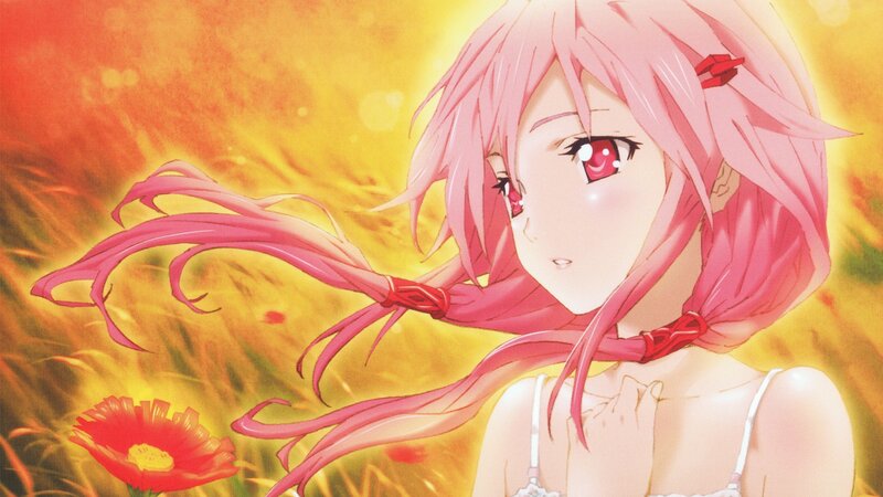 pink-haired girl in a field