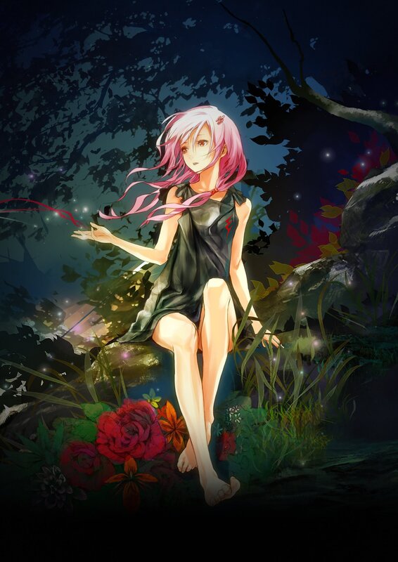 Pink-haired girl in a forest