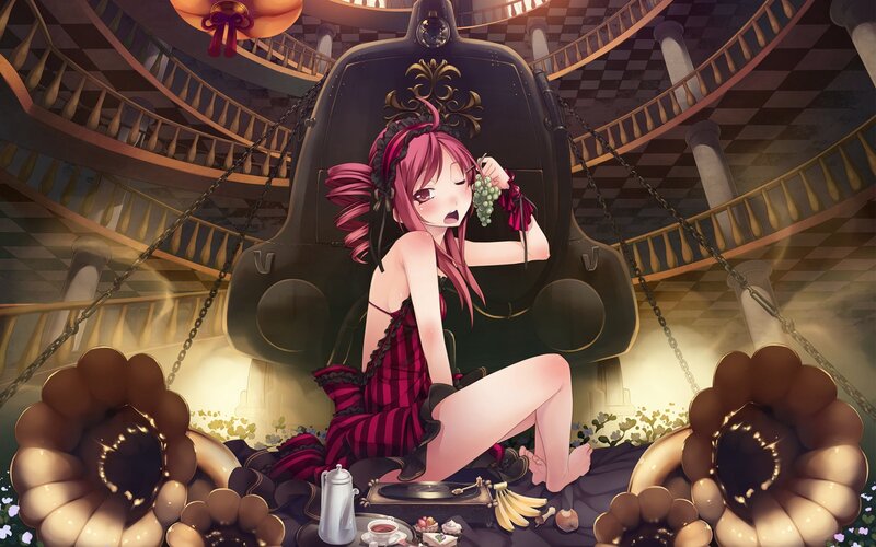 Pink-haired girl in a mechanical chair