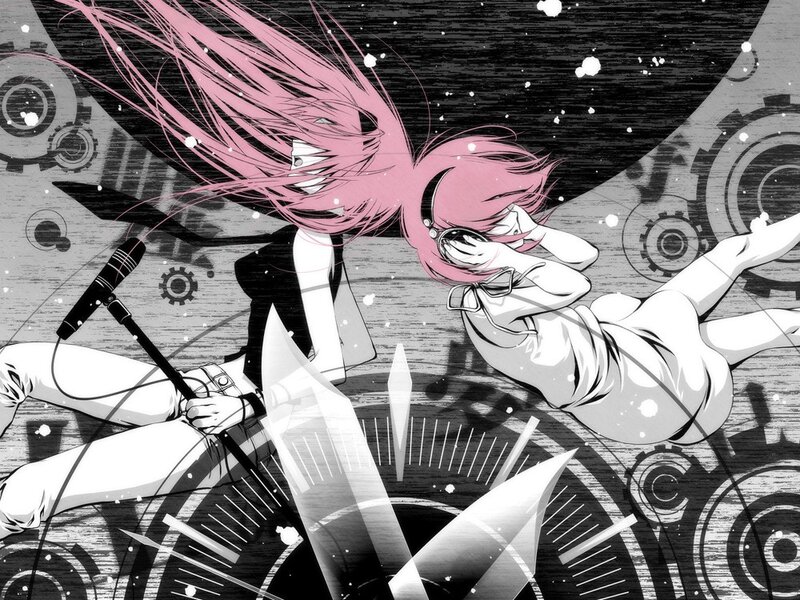 Pink-haired girl in a mechanical world